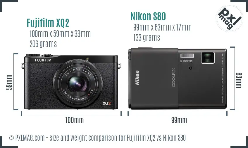 Fujifilm XQ2 vs Nikon S80 size comparison