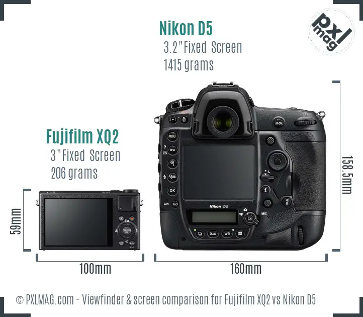 Fujifilm XQ2 vs Nikon D5 Screen and Viewfinder comparison
