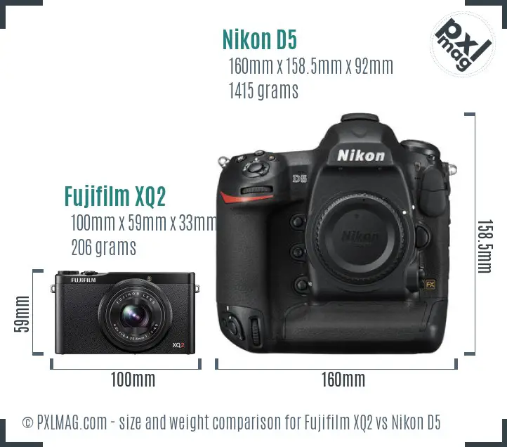 Fujifilm XQ2 vs Nikon D5 size comparison