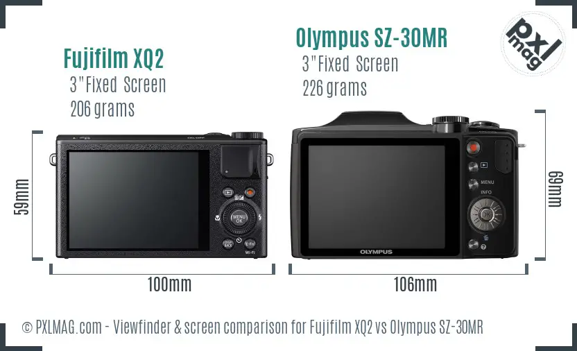 Fujifilm XQ2 vs Olympus SZ-30MR Screen and Viewfinder comparison
