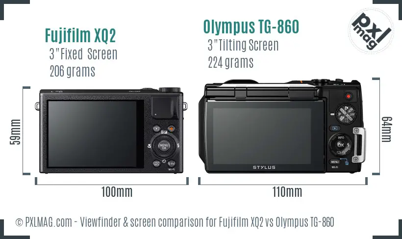 Fujifilm XQ2 vs Olympus TG-860 Screen and Viewfinder comparison