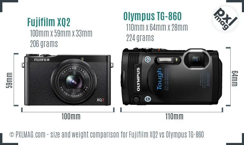 Fujifilm XQ2 vs Olympus TG-860 size comparison