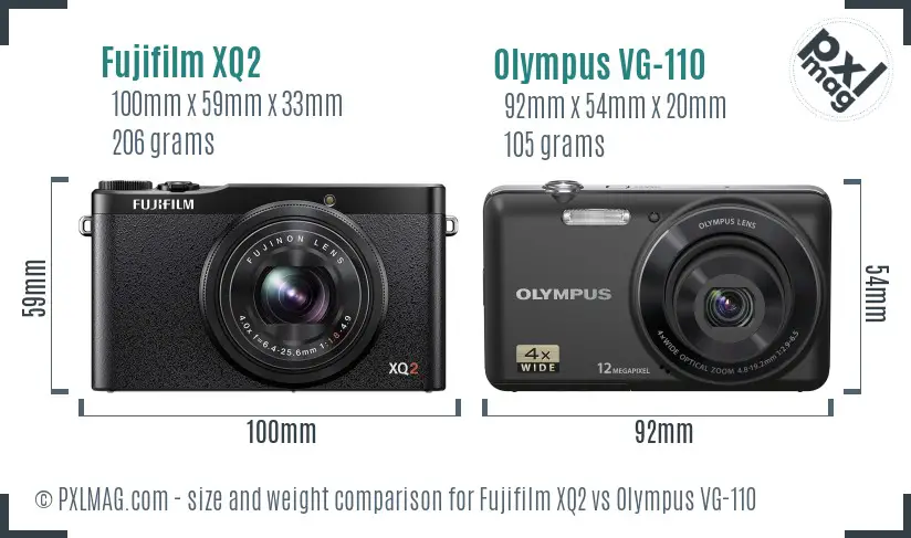 Fujifilm XQ2 vs Olympus VG-110 size comparison