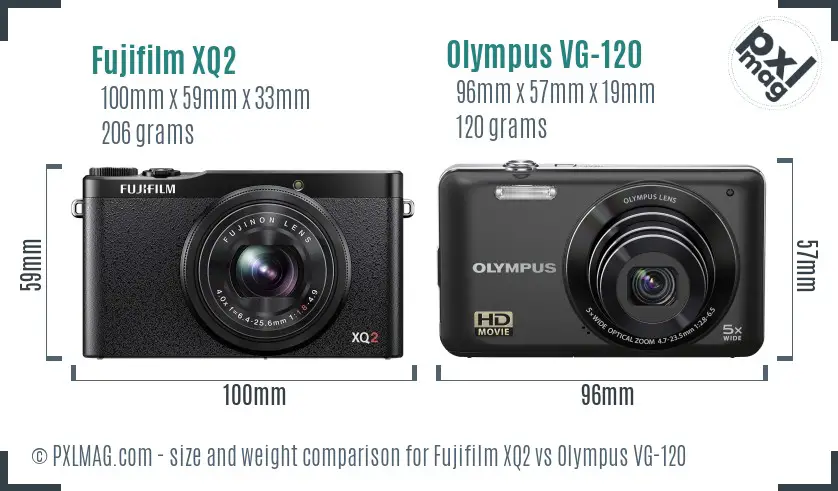 Fujifilm XQ2 vs Olympus VG-120 size comparison