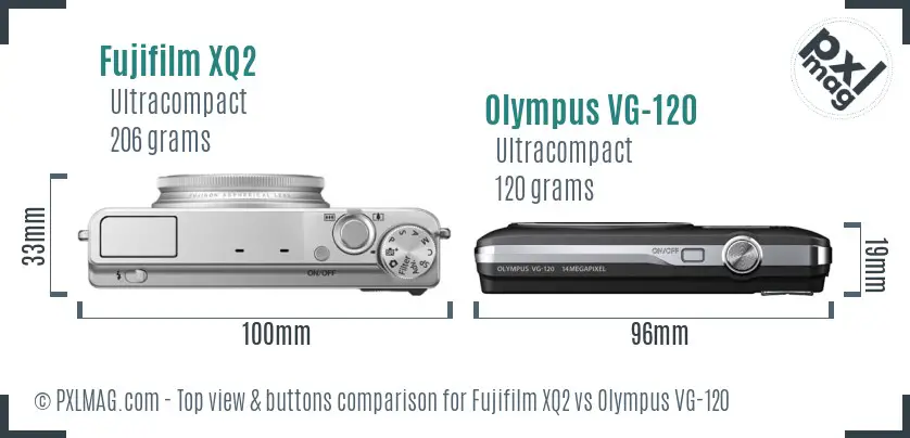 Fujifilm XQ2 vs Olympus VG-120 top view buttons comparison