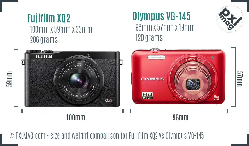 Fujifilm XQ2 vs Olympus VG-145 size comparison