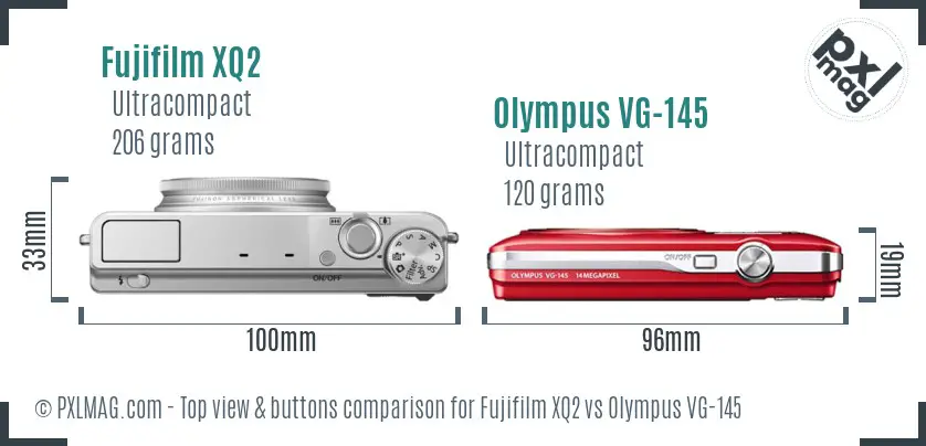 Fujifilm XQ2 vs Olympus VG-145 top view buttons comparison