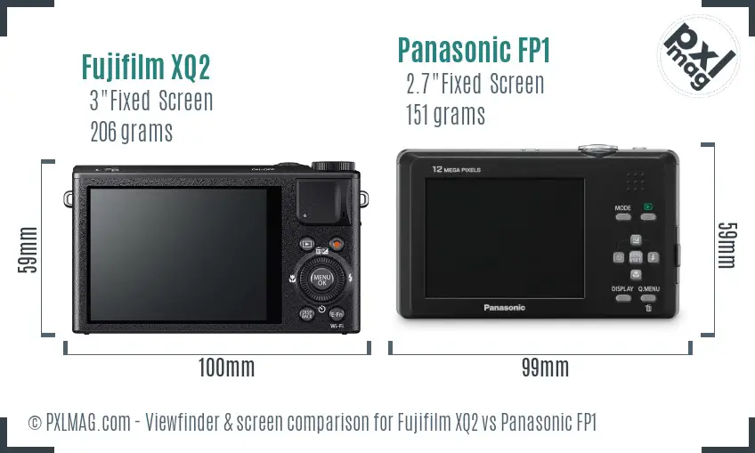 Fujifilm XQ2 vs Panasonic FP1 Screen and Viewfinder comparison