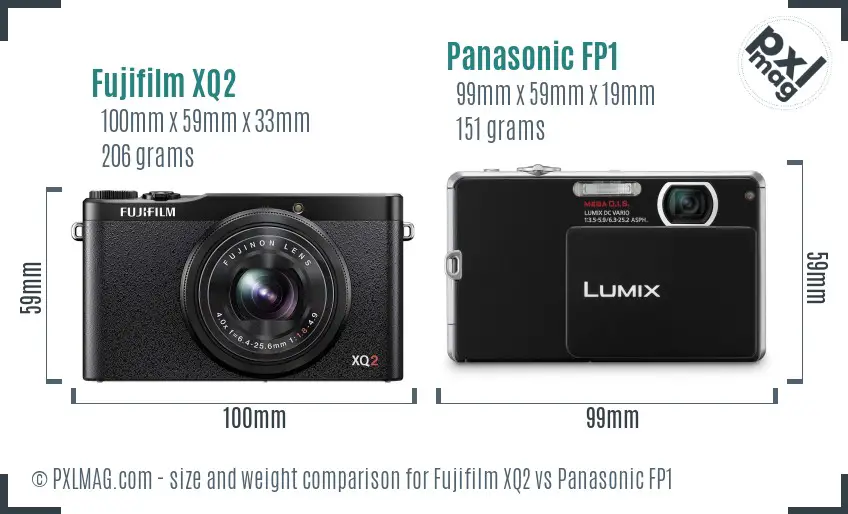 Fujifilm XQ2 vs Panasonic FP1 size comparison