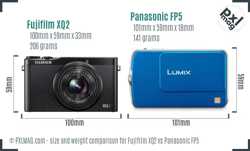 Fujifilm XQ2 vs Panasonic FP5 size comparison
