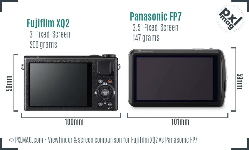 Fujifilm XQ2 vs Panasonic FP7 Screen and Viewfinder comparison