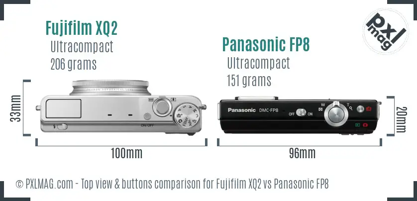 Fujifilm XQ2 vs Panasonic FP8 top view buttons comparison
