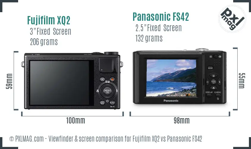 Fujifilm XQ2 vs Panasonic FS42 Screen and Viewfinder comparison
