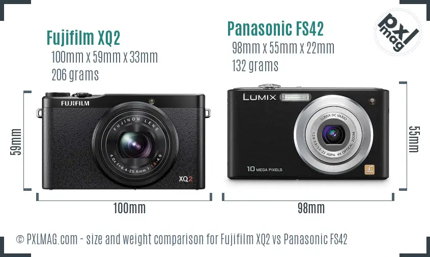 Fujifilm XQ2 vs Panasonic FS42 size comparison