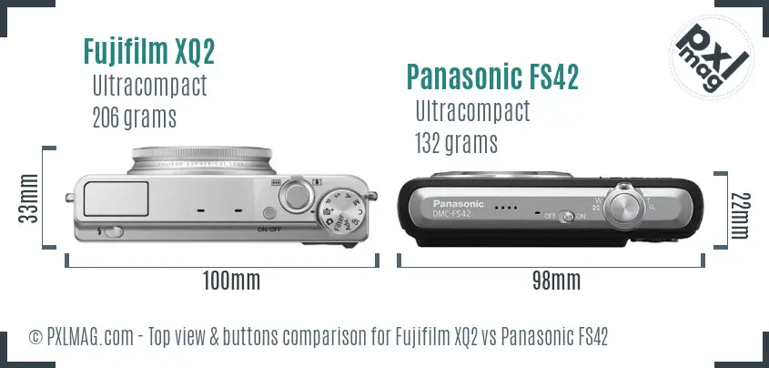 Fujifilm XQ2 vs Panasonic FS42 top view buttons comparison