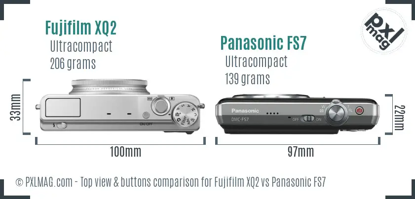 Fujifilm XQ2 vs Panasonic FS7 top view buttons comparison