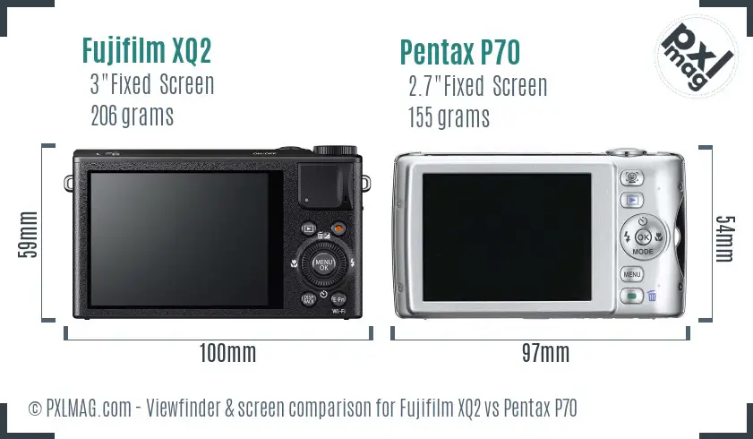 Fujifilm XQ2 vs Pentax P70 Screen and Viewfinder comparison