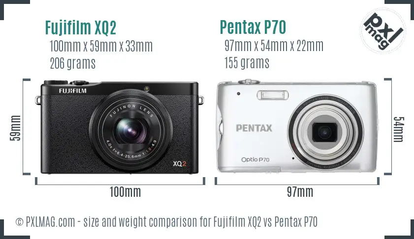 Fujifilm XQ2 vs Pentax P70 size comparison