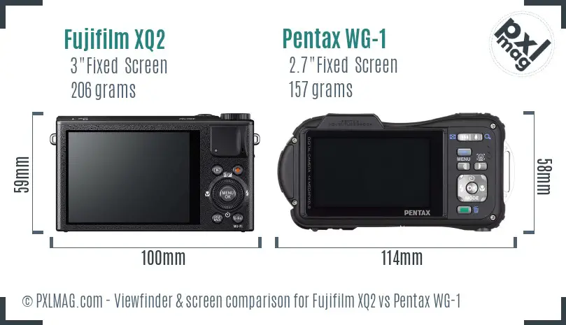 Fujifilm XQ2 vs Pentax WG-1 Screen and Viewfinder comparison