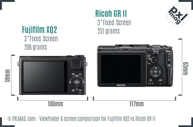 Fujifilm XQ2 vs Ricoh GR II Screen and Viewfinder comparison