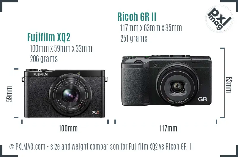 Fujifilm XQ2 vs Ricoh GR II size comparison