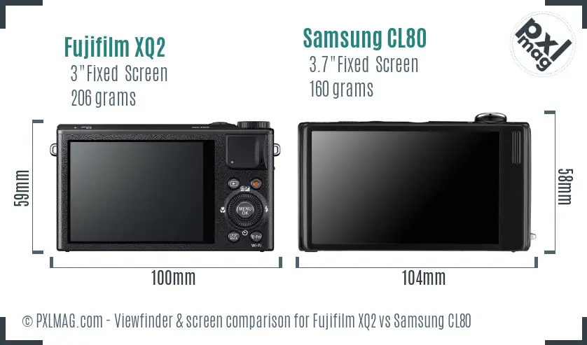 Fujifilm XQ2 vs Samsung CL80 Screen and Viewfinder comparison