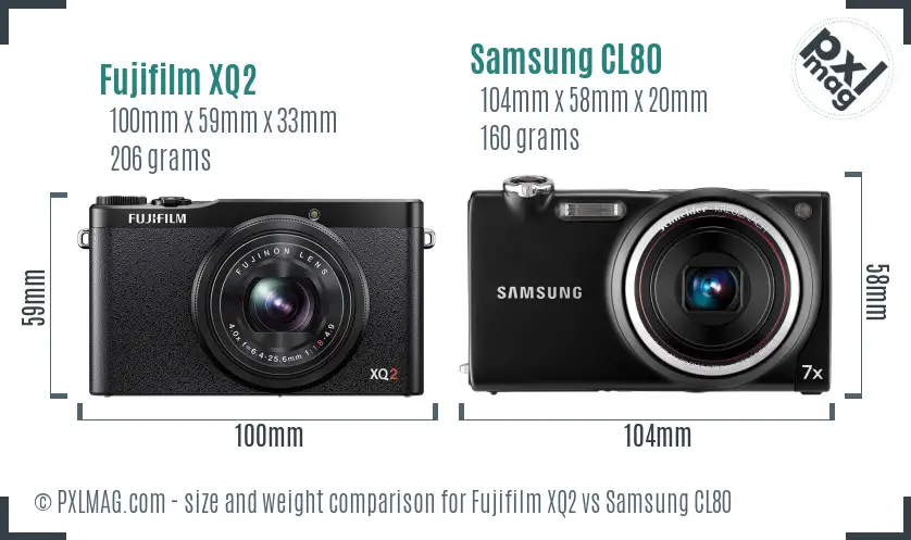 Fujifilm XQ2 vs Samsung CL80 size comparison