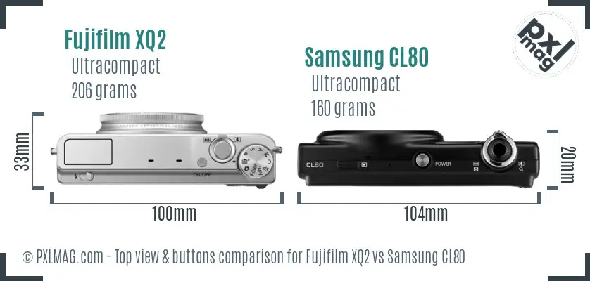 Fujifilm XQ2 vs Samsung CL80 top view buttons comparison