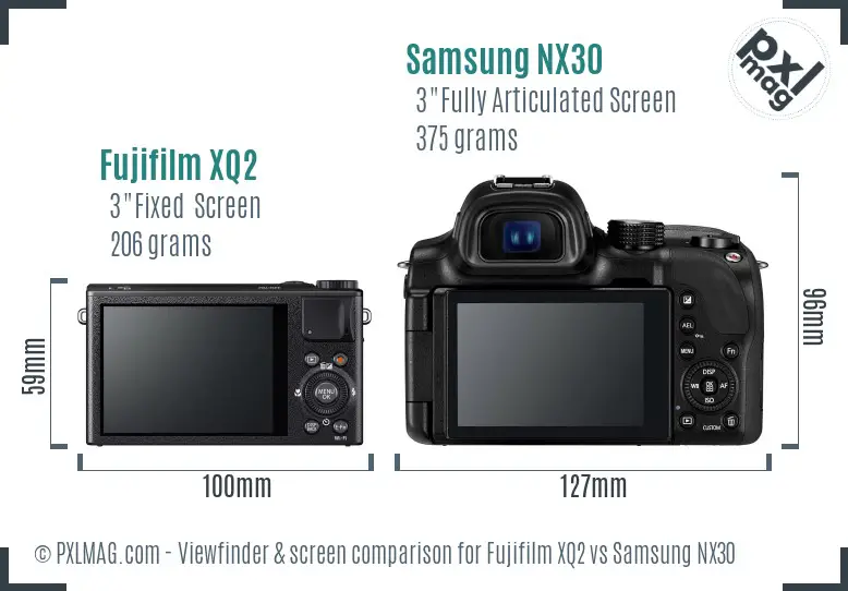 Fujifilm XQ2 vs Samsung NX30 Screen and Viewfinder comparison