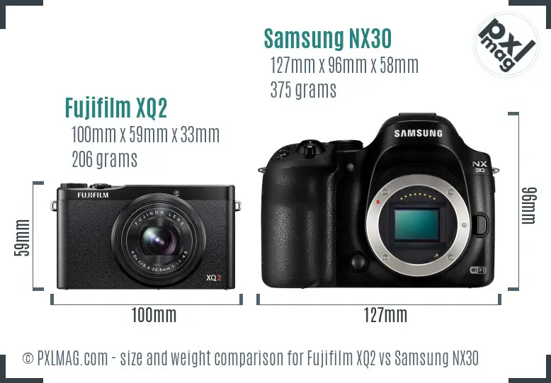 Fujifilm XQ2 vs Samsung NX30 size comparison