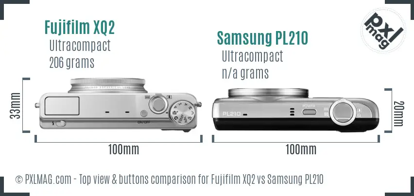 Fujifilm XQ2 vs Samsung PL210 top view buttons comparison