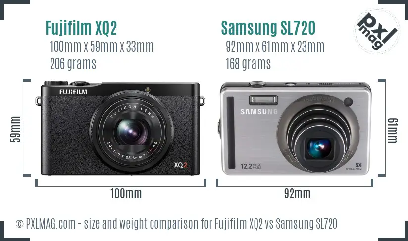 Fujifilm XQ2 vs Samsung SL720 size comparison