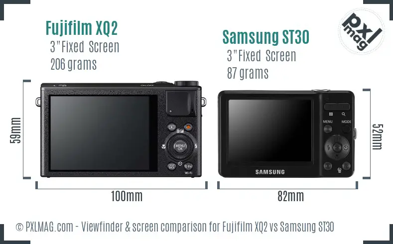 Fujifilm XQ2 vs Samsung ST30 Screen and Viewfinder comparison