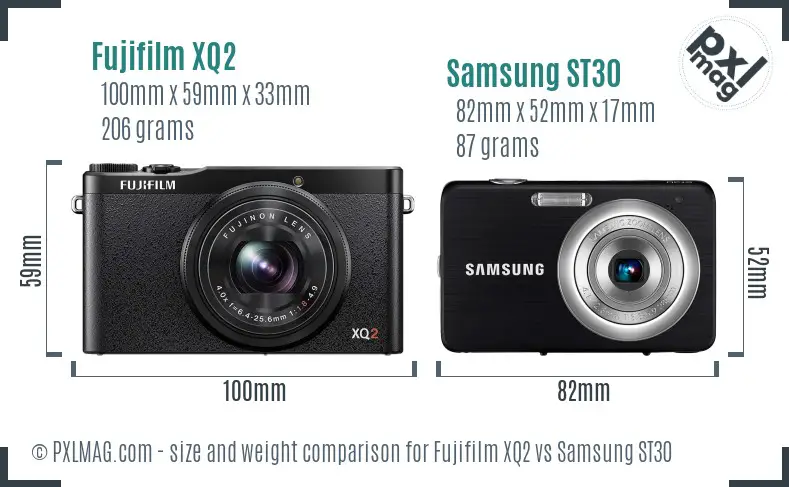 Fujifilm XQ2 vs Samsung ST30 size comparison