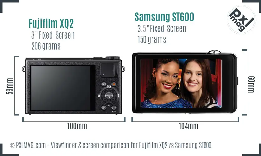 Fujifilm XQ2 vs Samsung ST600 Screen and Viewfinder comparison
