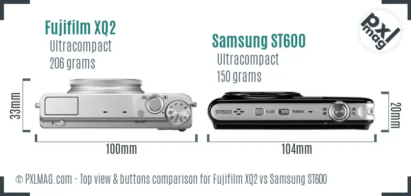 Fujifilm XQ2 vs Samsung ST600 top view buttons comparison