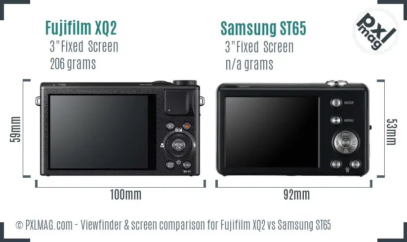 Fujifilm XQ2 vs Samsung ST65 Screen and Viewfinder comparison