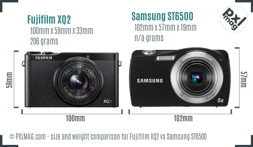 Fujifilm XQ2 vs Samsung ST6500 size comparison