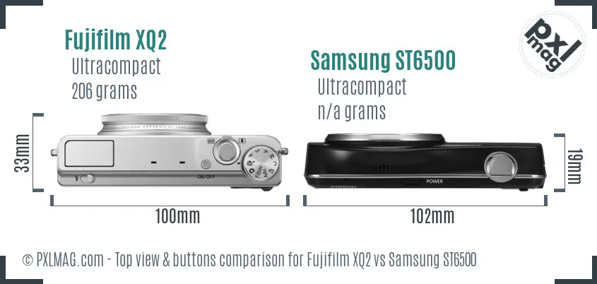 Fujifilm XQ2 vs Samsung ST6500 top view buttons comparison