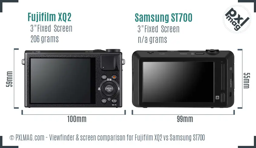 Fujifilm XQ2 vs Samsung ST700 Screen and Viewfinder comparison