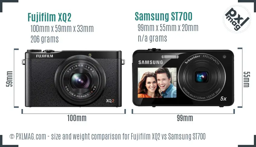 Fujifilm XQ2 vs Samsung ST700 size comparison