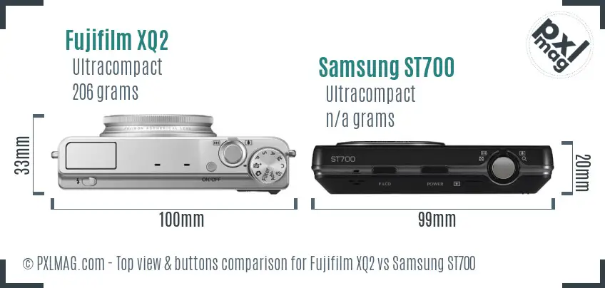 Fujifilm XQ2 vs Samsung ST700 top view buttons comparison