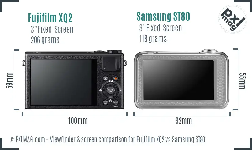 Fujifilm XQ2 vs Samsung ST80 Screen and Viewfinder comparison