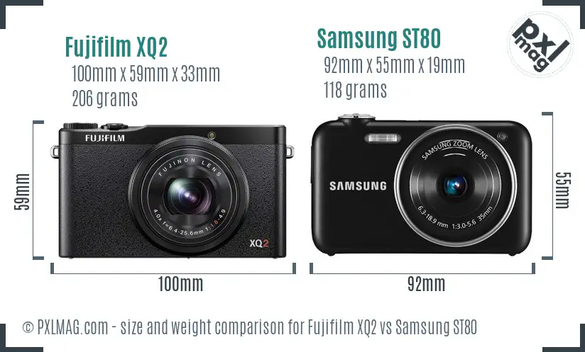Fujifilm XQ2 vs Samsung ST80 size comparison
