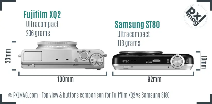 Fujifilm XQ2 vs Samsung ST80 top view buttons comparison