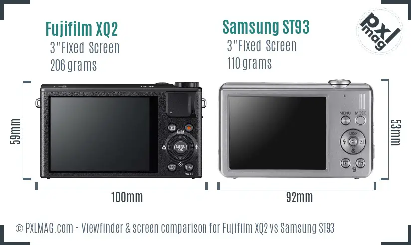 Fujifilm XQ2 vs Samsung ST93 Screen and Viewfinder comparison