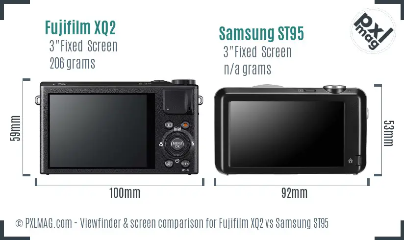 Fujifilm XQ2 vs Samsung ST95 Screen and Viewfinder comparison