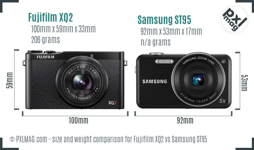 Fujifilm XQ2 vs Samsung ST95 size comparison
