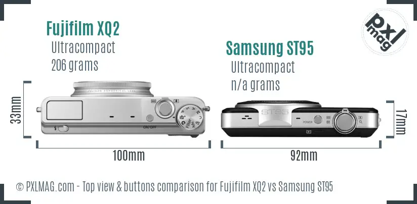 Fujifilm XQ2 vs Samsung ST95 top view buttons comparison
