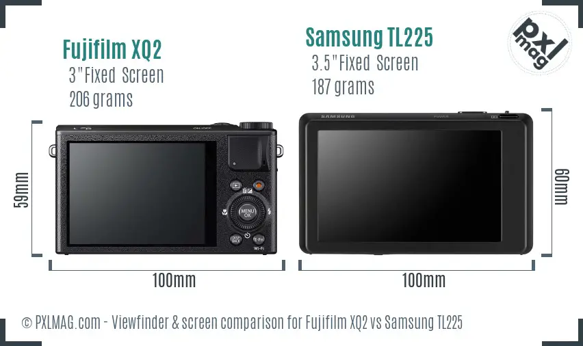Fujifilm XQ2 vs Samsung TL225 Screen and Viewfinder comparison
